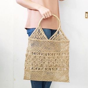 Macrame jute woven tote bag market beach tote